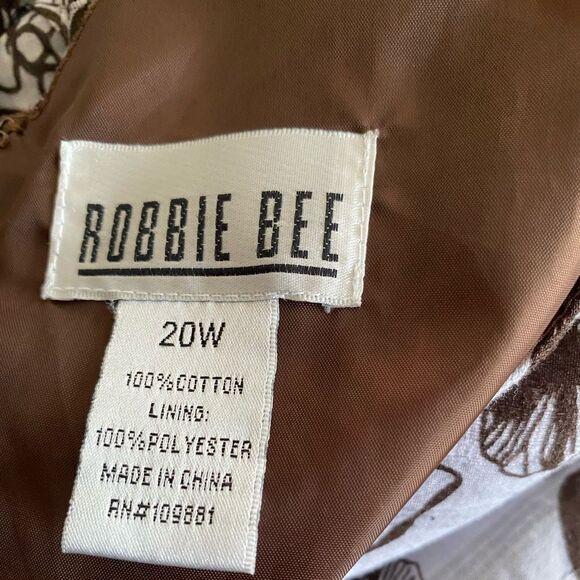 Robbie Bee Brown/White Floral V-neck sleeveless Fit  & Flare dress, size 20W - Picture 4 of 4